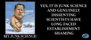 An ad stating that climate science is junk science.